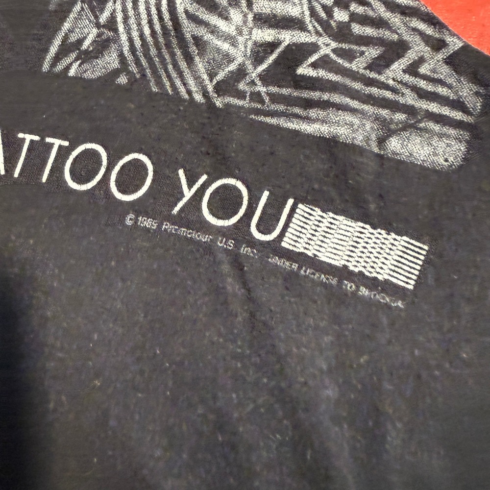 Vintage 1989 Rolling Stones Tattoo You Tour Shirt Black Single Stitch Brockum L - Picture 4 of 8